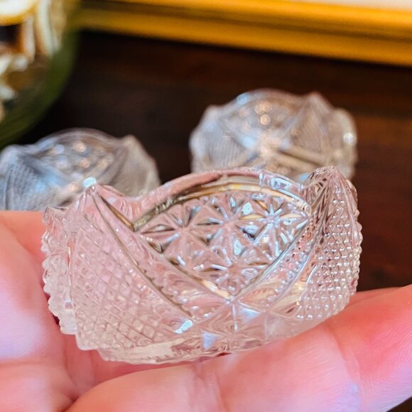 Vintage 3 - Cut Glass Butter Pad Dish Cottagecore Holiday Traditional Timeless - Picture 3 of 6